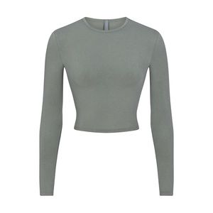🦋SKIMS NEW VINTAGE CROPPED LONG SLEEVE T- SHIRT BLUE CHALK L